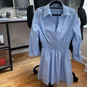 Zara Blue Striped Shirt Dress w/ Cinched Waist
